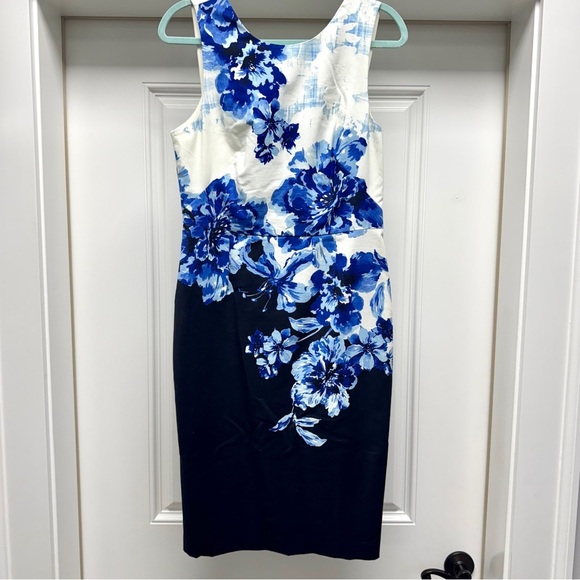 Maeve Blue Floral Stretch Cotton Sateen Open-Back Dress - Picture 4 of 12